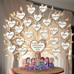 Cadou Sfârșit de An Școlar – Copacul cu Inimi Personalizate din Lemn - imagine 3