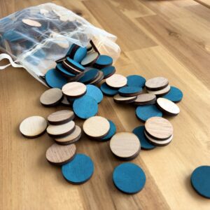 Set 100 Jetoane Bicolore de Numărare din Lemn (25 mm)